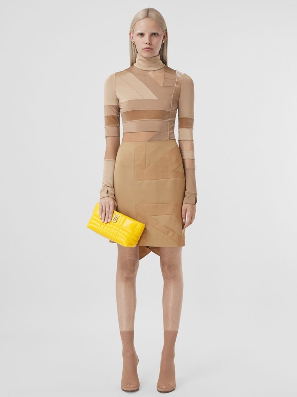 NEW BURBERRY BEIGE PANEL MINI SKIRT - Picture 10 of 10